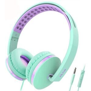 On Ear Headphones with Mic, Jelly Comb Foldable Corded Headphones Non
